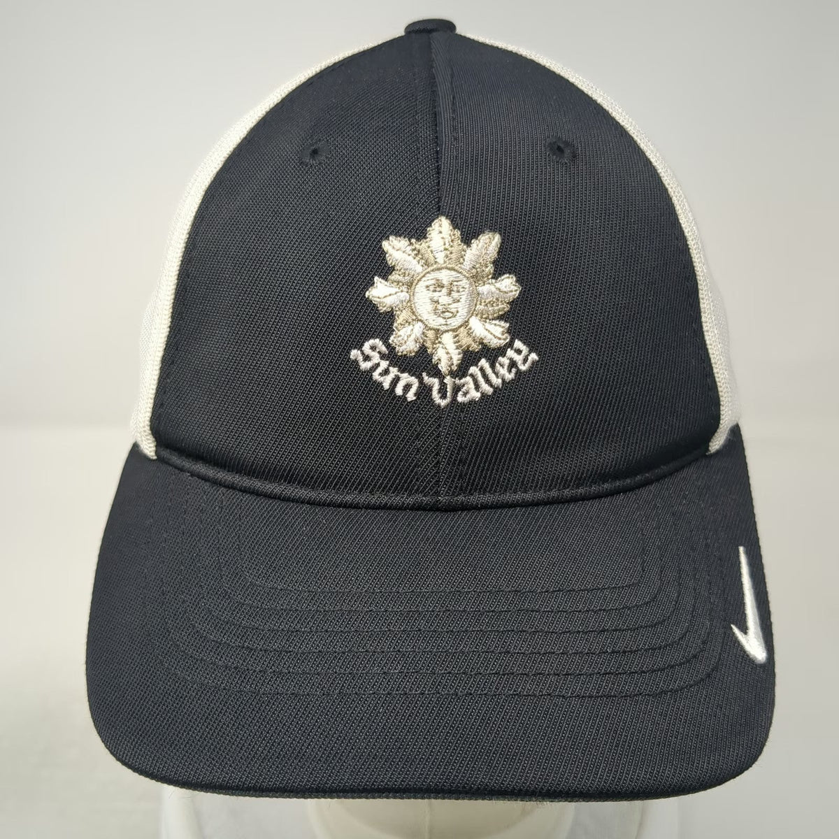 Nike Baseball Cap Black S/M Mesh Back Sun Valley Resort Swoosh Embroidered Hat