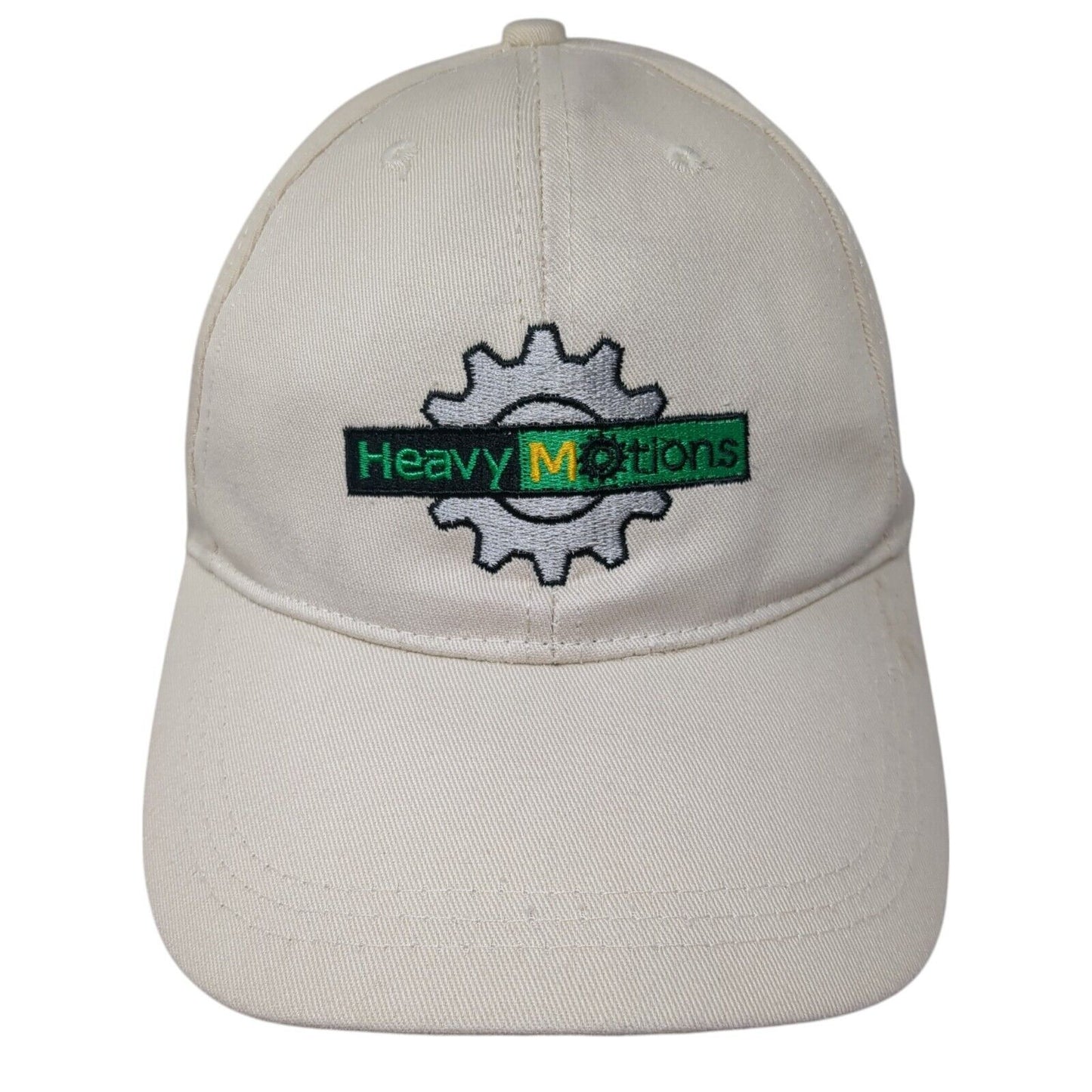 Heavy Motions Strapback Hat Tan One Size Adjustable Embroidered Vented Holes
