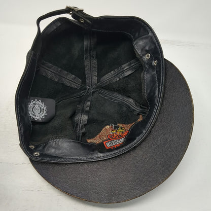 Harley-Davidson Army Cap Hat Black One Size Leather Chain Logo Embroidered Biker