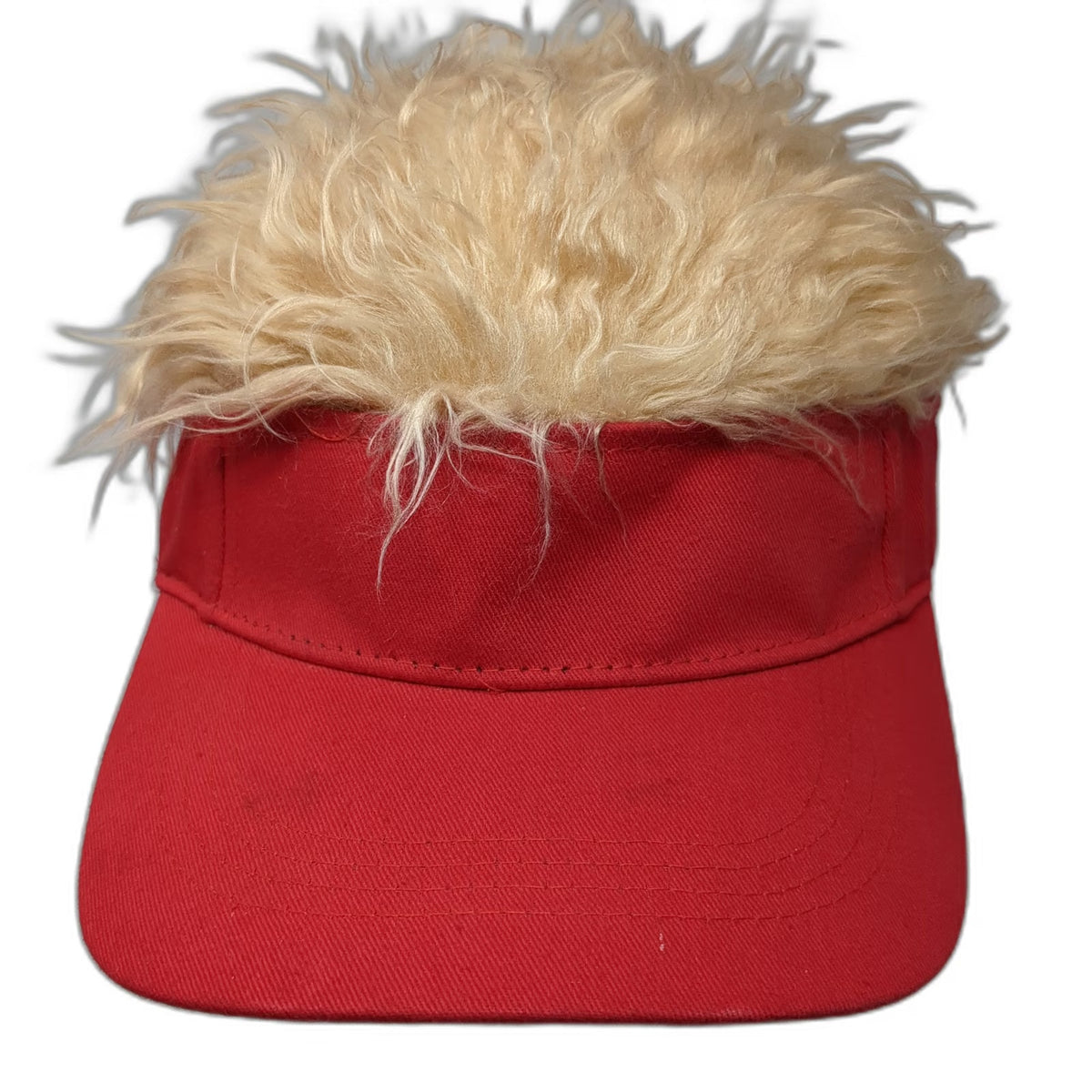 Red Baseball Cap One Size Blonde Hair Novelty Visor Costume Funny Party Hat