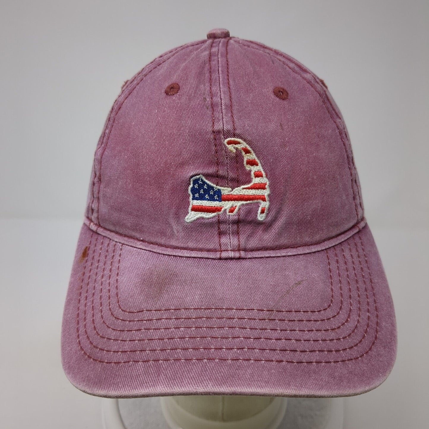 Cape COD Massachusetts Slideback Hat Red OS Adjustable Embroidered Patriotic