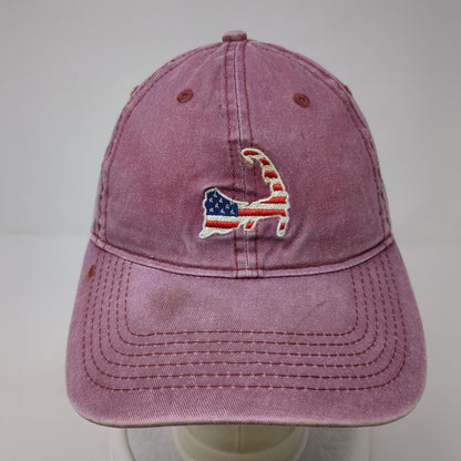 Cape COD Massachusetts Slideback Hat Red OS Adjustable Embroidered Patriotic