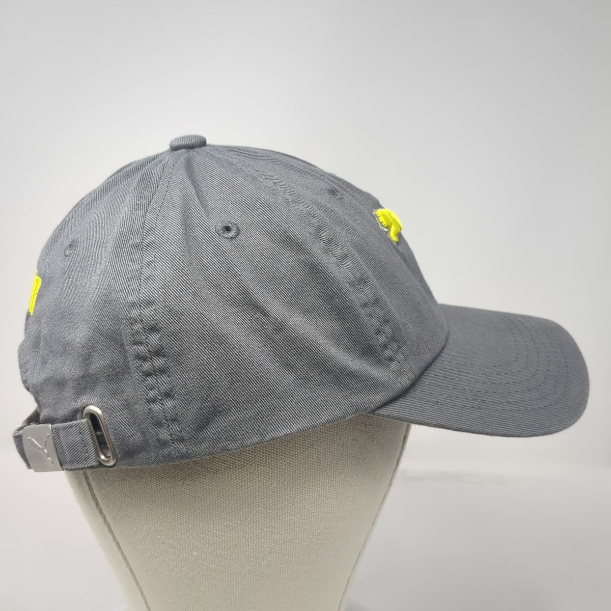 Puma Baseball Cap Gray One Size Leaping Cat Logo Cotton Slideback Buckle Hat
