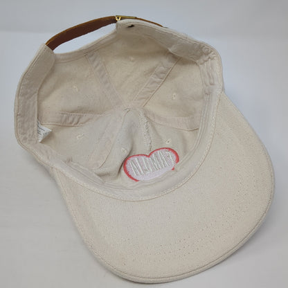 Familia Heart Slideback Hat Beige One Size Adjustable Leather Strap
