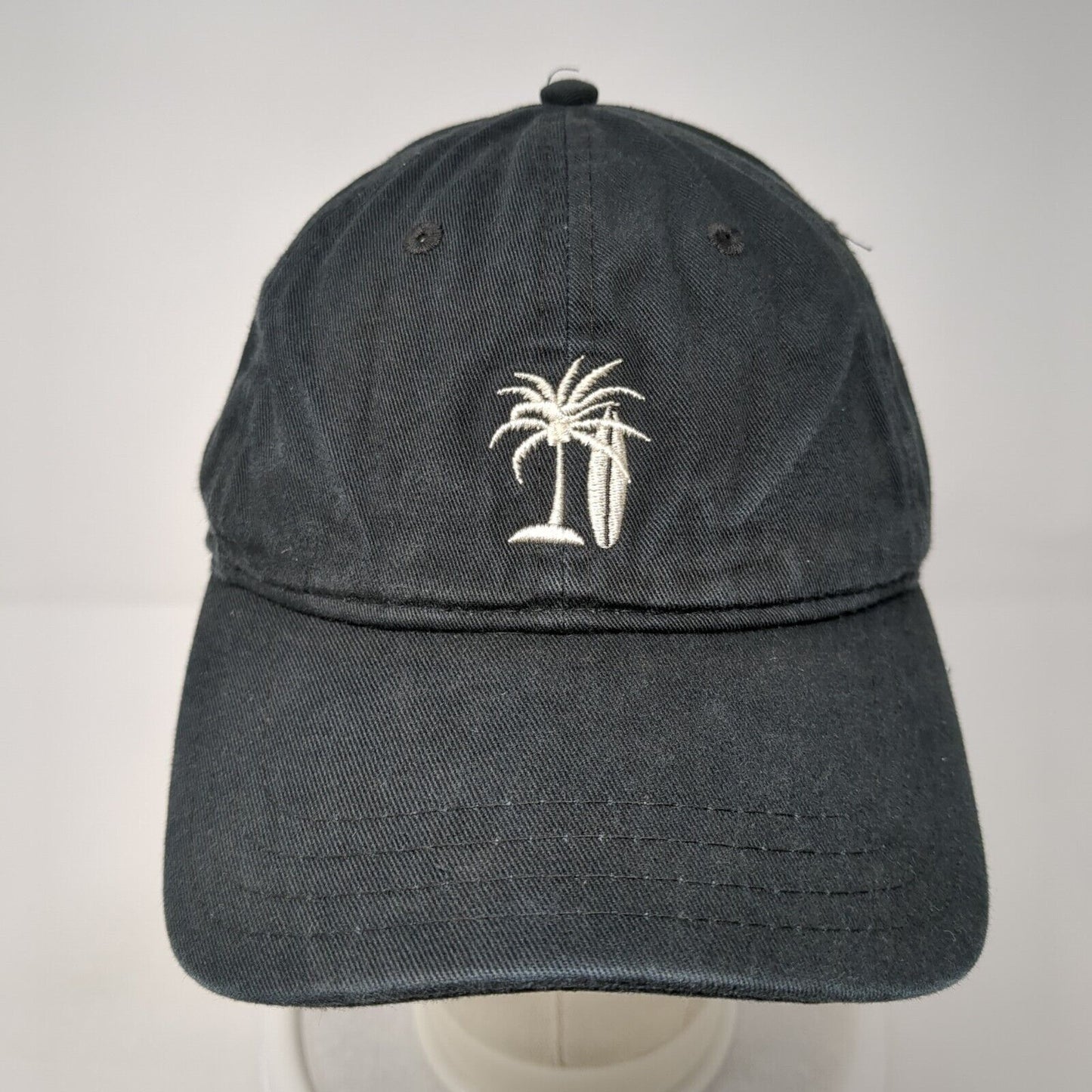 Palm Tree Slideback Hat Black One Size Adjustable Embroidered Jet Set Surf Shop