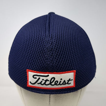 Titleist Baseball Cap Blue L New Era Mesh Back Pro V1 FJ Logo Stretch Fit Hat
