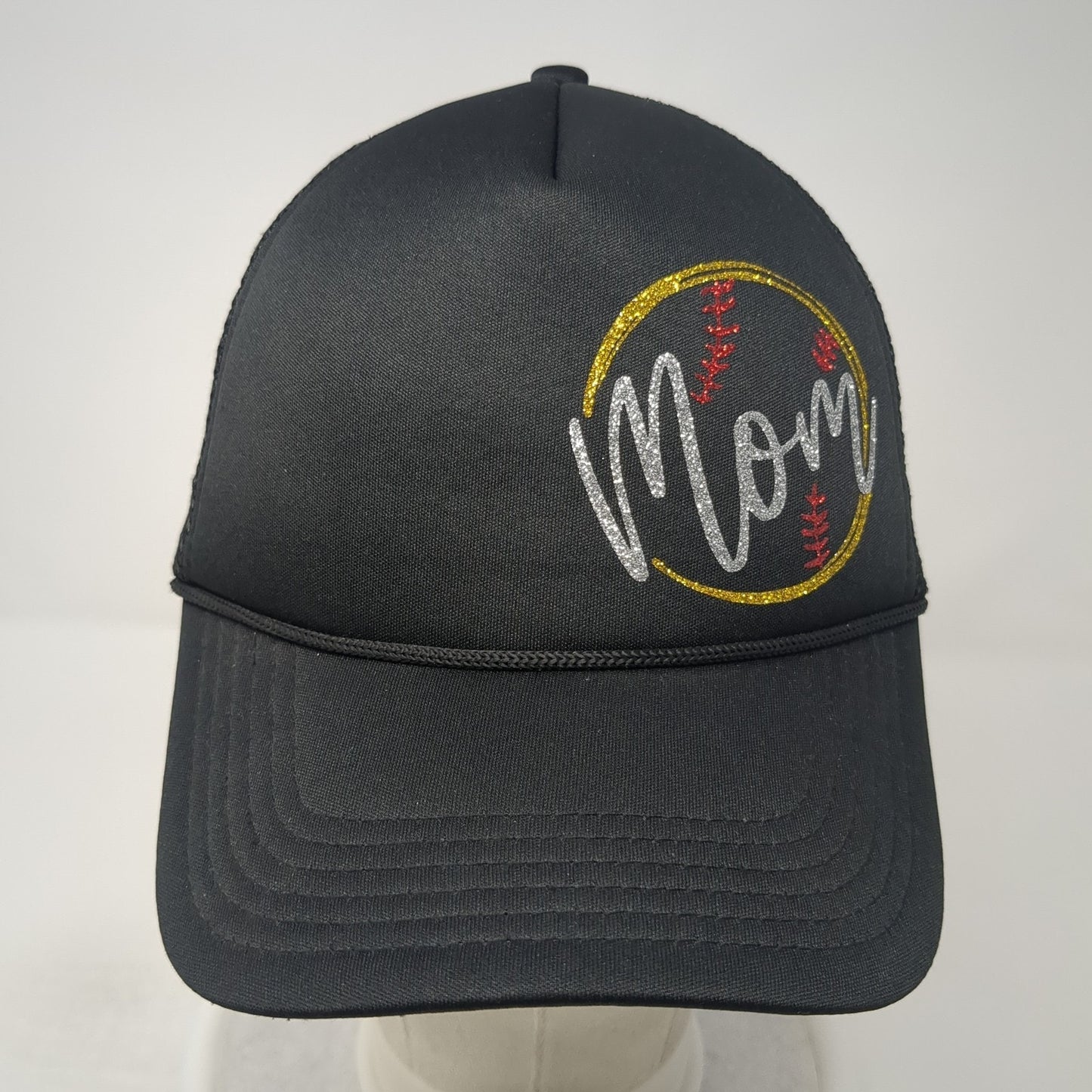 Mom Snapback Trucker Hat Black One Size Adjustable Mesh Back 6 Panel Polyester