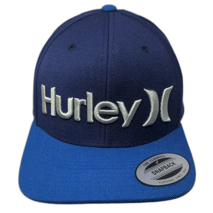 Hurley Snapback Blue One Size Silver Embroidered Logo Two Tone Baseball Cap Hat