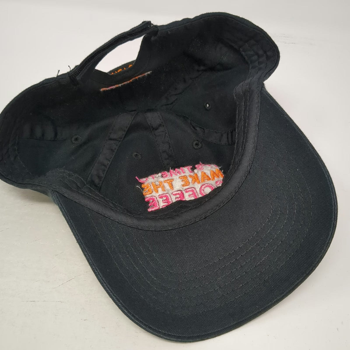 Dunkin DNKN Coffee DD Perks Black Baseball Cap Hat One Size Strapback Embroidery