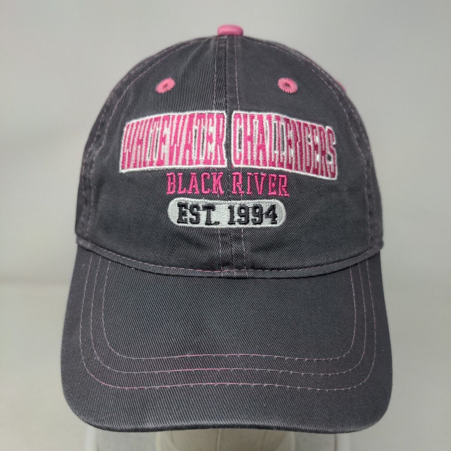 Whitewater Challengers Black River Est. 1994 Slideback Hat Gray OSFA Embroidered