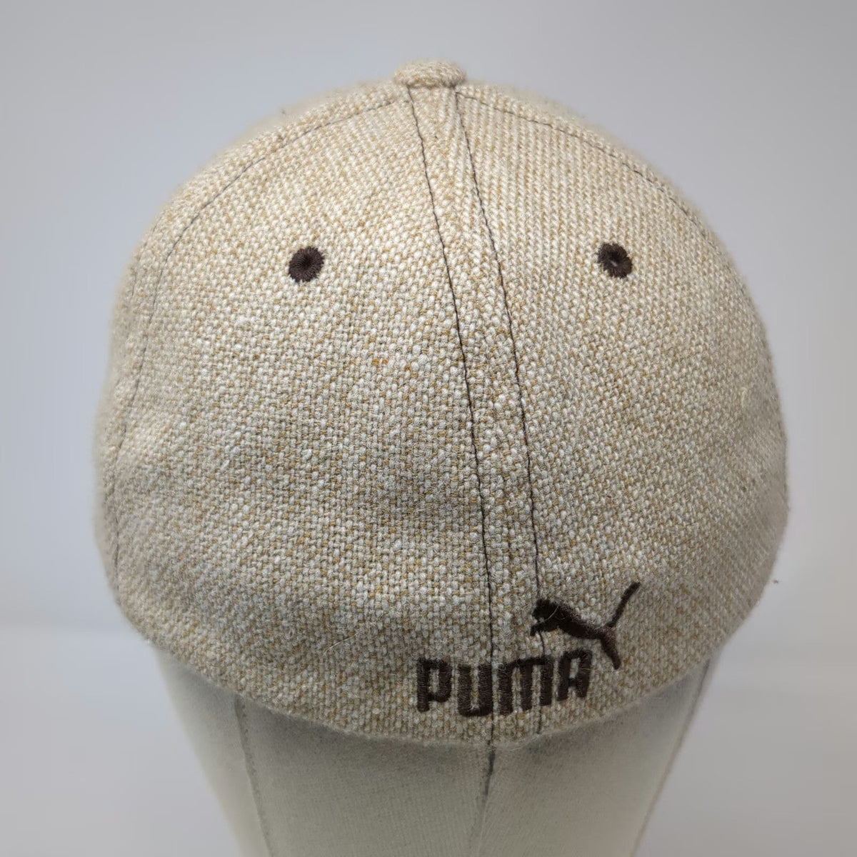 Puma Baseball Cap Beige XL Flexfit Wool Blend Embroidered Logo Hat Athletic
