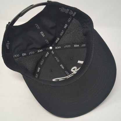 Vice Golf Snapback Hat Black One Size Adjustable Embroidered Breathable Mesh