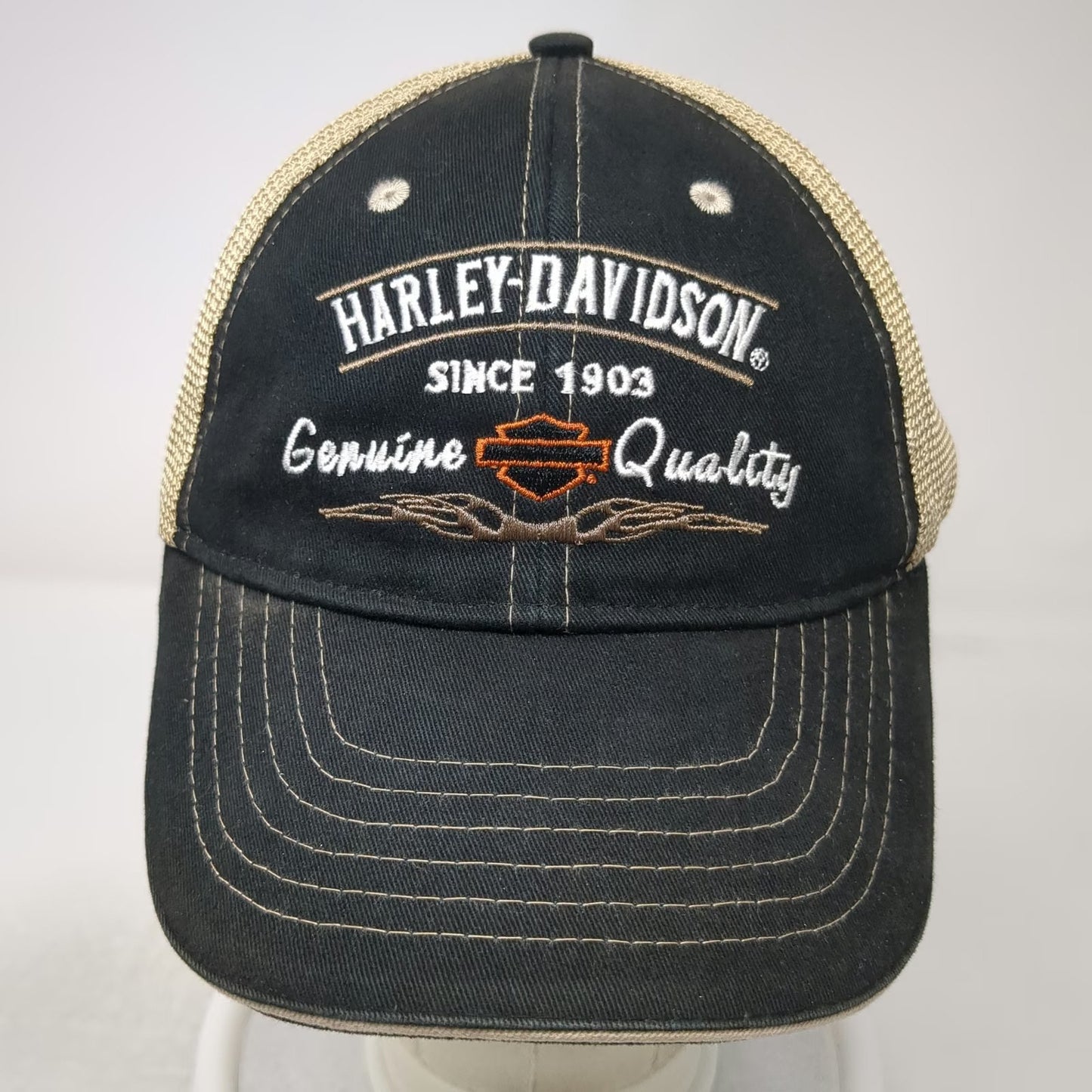 Harley-Davidson Trucker Hat Black One Size Mesh Snapback Bar & Shield Logo