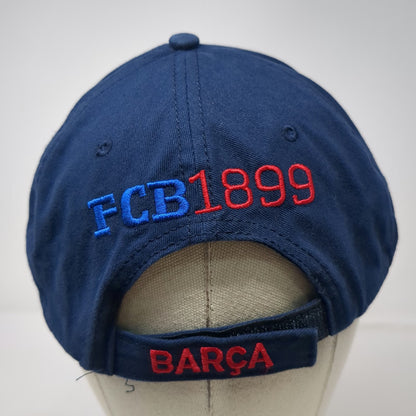FC Barcelona Soccer Blue One Size Crest Stripes Strapback 1899 Official Cap Hat