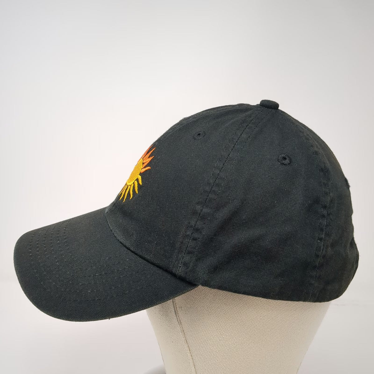 Lumi Sun Baseball Cap Black One Size Embroidered Yellow Orange Slideback Hat