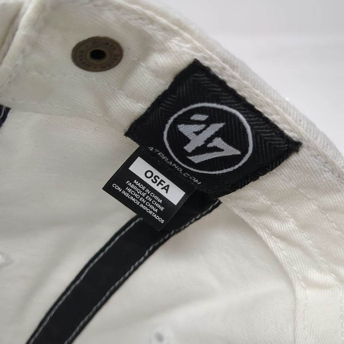 '47 Baseball Cap White One Size Pure Logo Embroidery Slideback Cotton Twill Hat