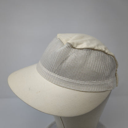 Unbranded Strapback Hat Cream One Size Adjustable Mesh Trim Wide Brim