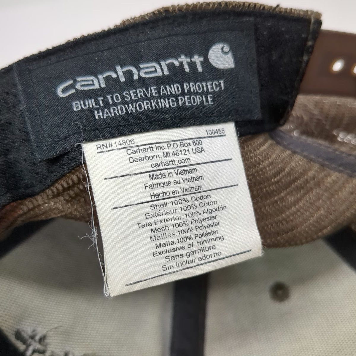 Carhartt Trucker Hat Brown One Size Mesh Back Snapback Logo Curved Brim Hat