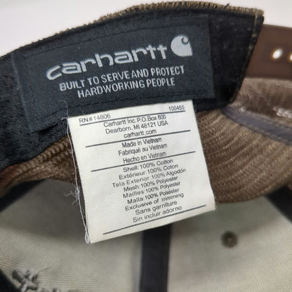 Carhartt Trucker Hat Brown One Size Mesh Back Snapback Logo Curved Brim Hat