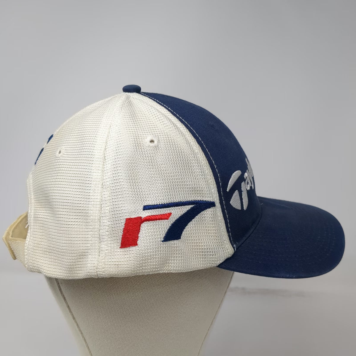 TaylorMade Trucker Hat Blue White One Size r7 Logo Mesh Strapback Golf Hat