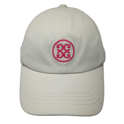 G/FORE Snapback Hat Beige One Size Pink Logo Nylon Golf Sport Cap Adjustable