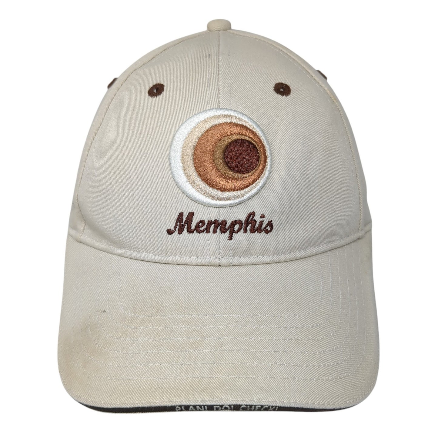 Memphis Plan! Do! Check! Baseball Cap Beige One Size Adjustable Embroidered