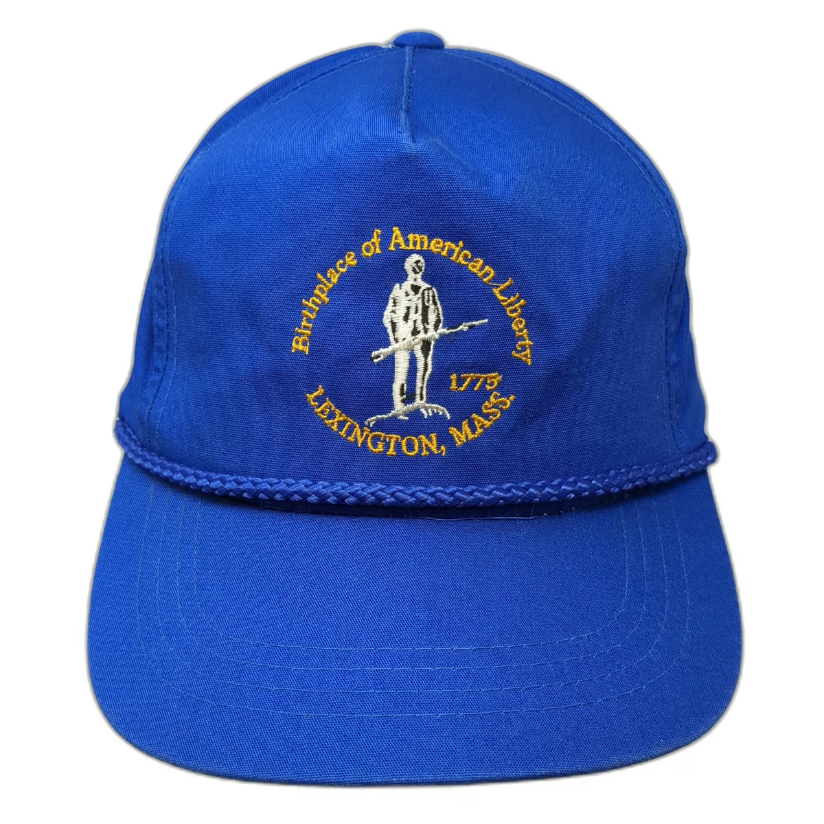 Yupoong 5 Panel Blue One Size Hat Birthplace American Liberty Lexington MA Rope