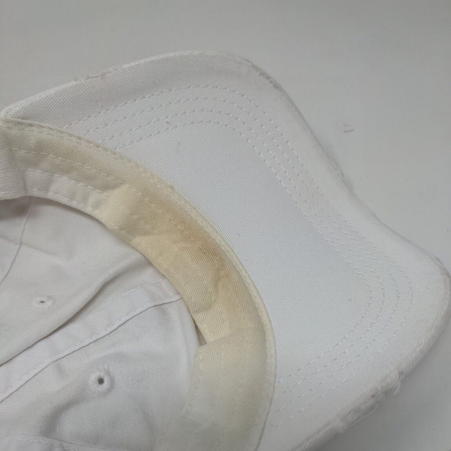 KB Ethos Strapback Hat Ponytail Caps White One Size Adjustable Distressed Blank