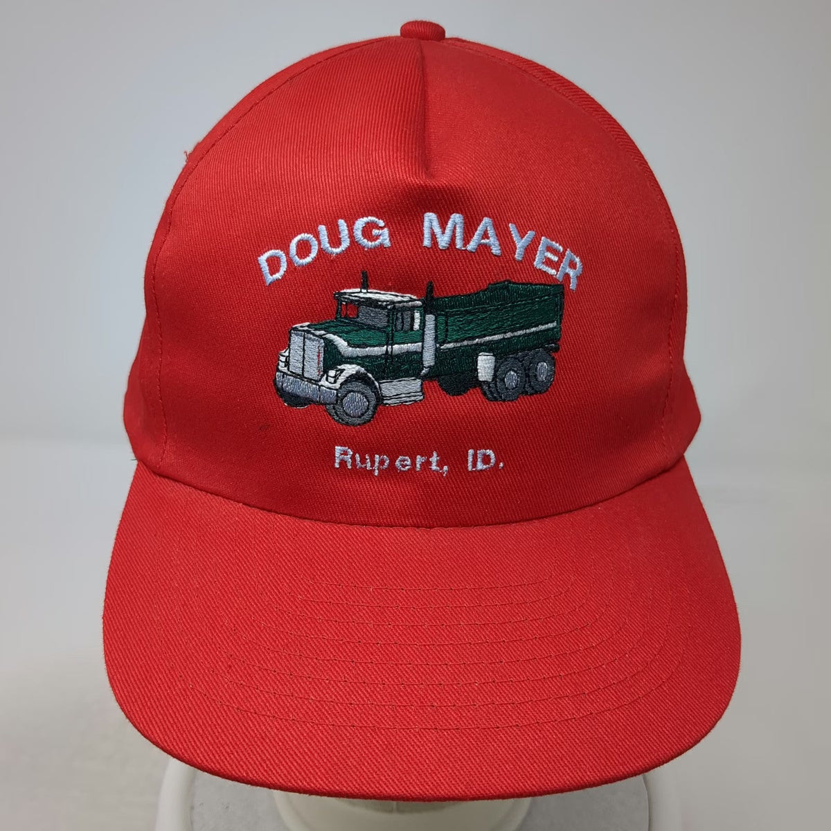 KC 5 Panel Red One Size Snapback Doug Mayer Trucking Rupert ID Green Brim Hat