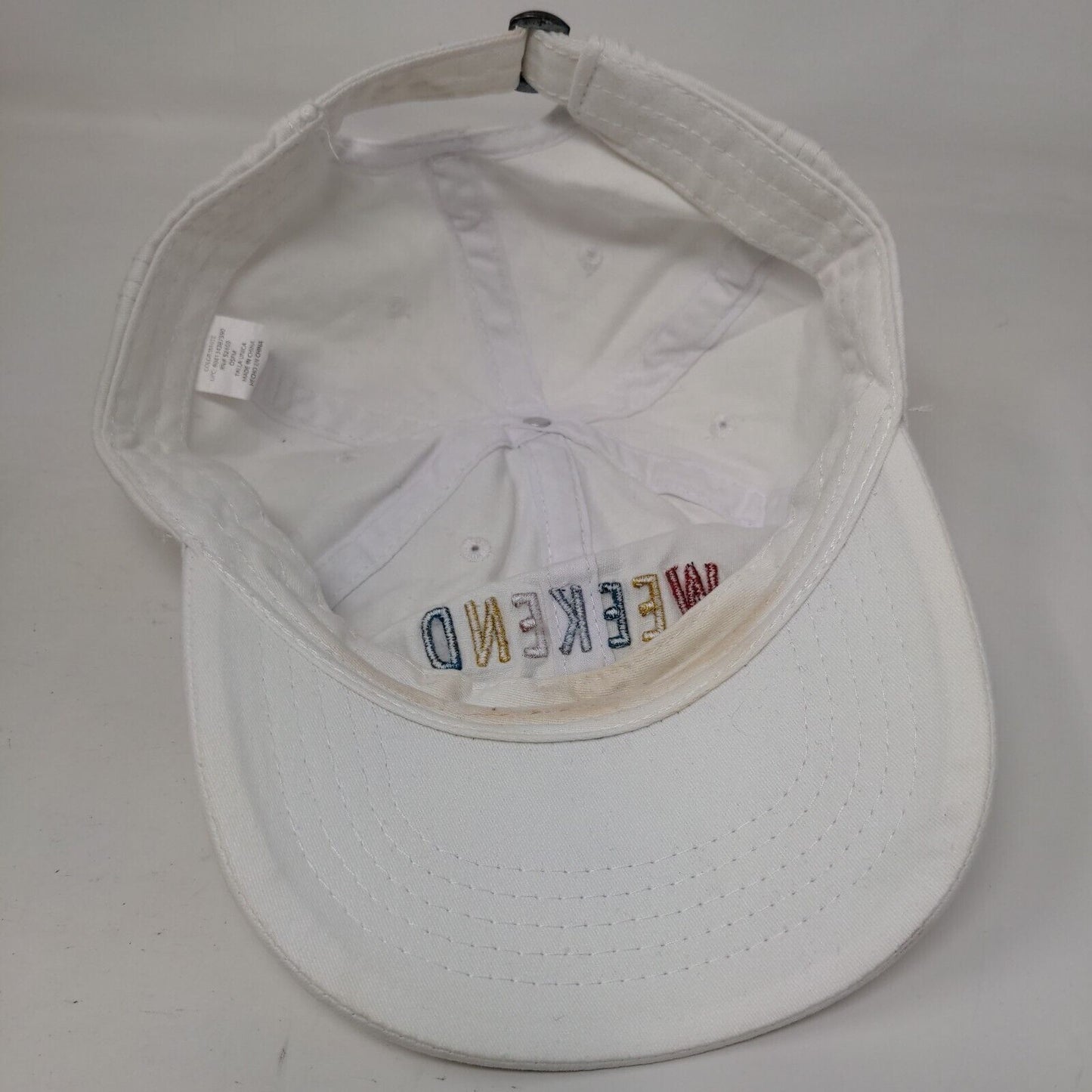 Weekend Slideback Hat White OSFM Adjustable Embroidered Vented Holes 6 Panel
