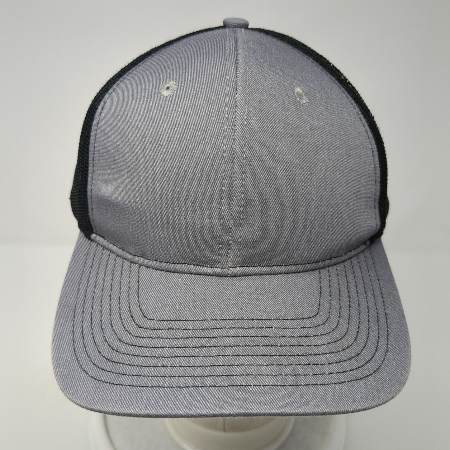Port Authority Snapback Trucker Hat Gray One Size Adjustable Mesh Back Blank