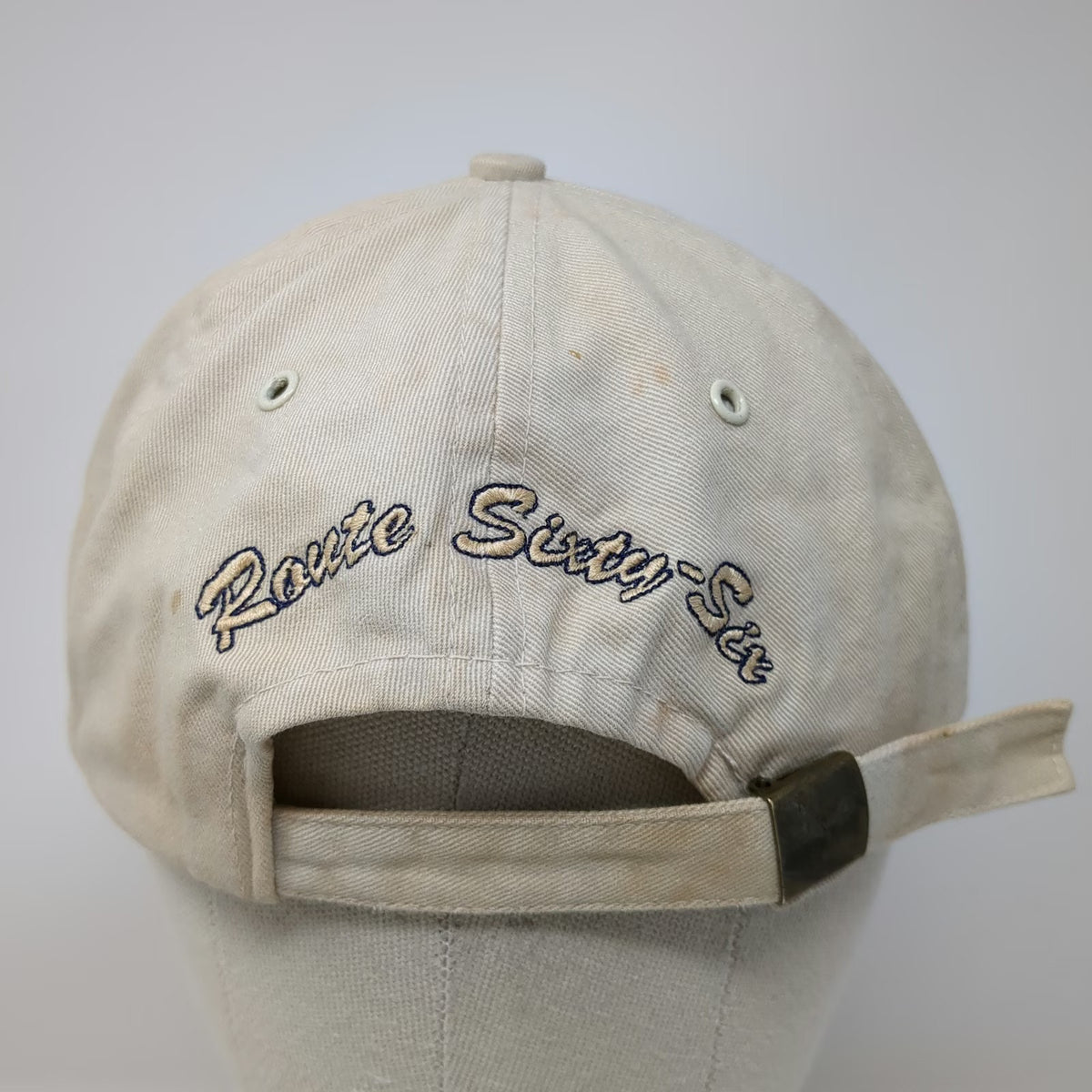 Route 66 Baseball Cap Beige One Size Embroidered Patch Slideback Script Hat