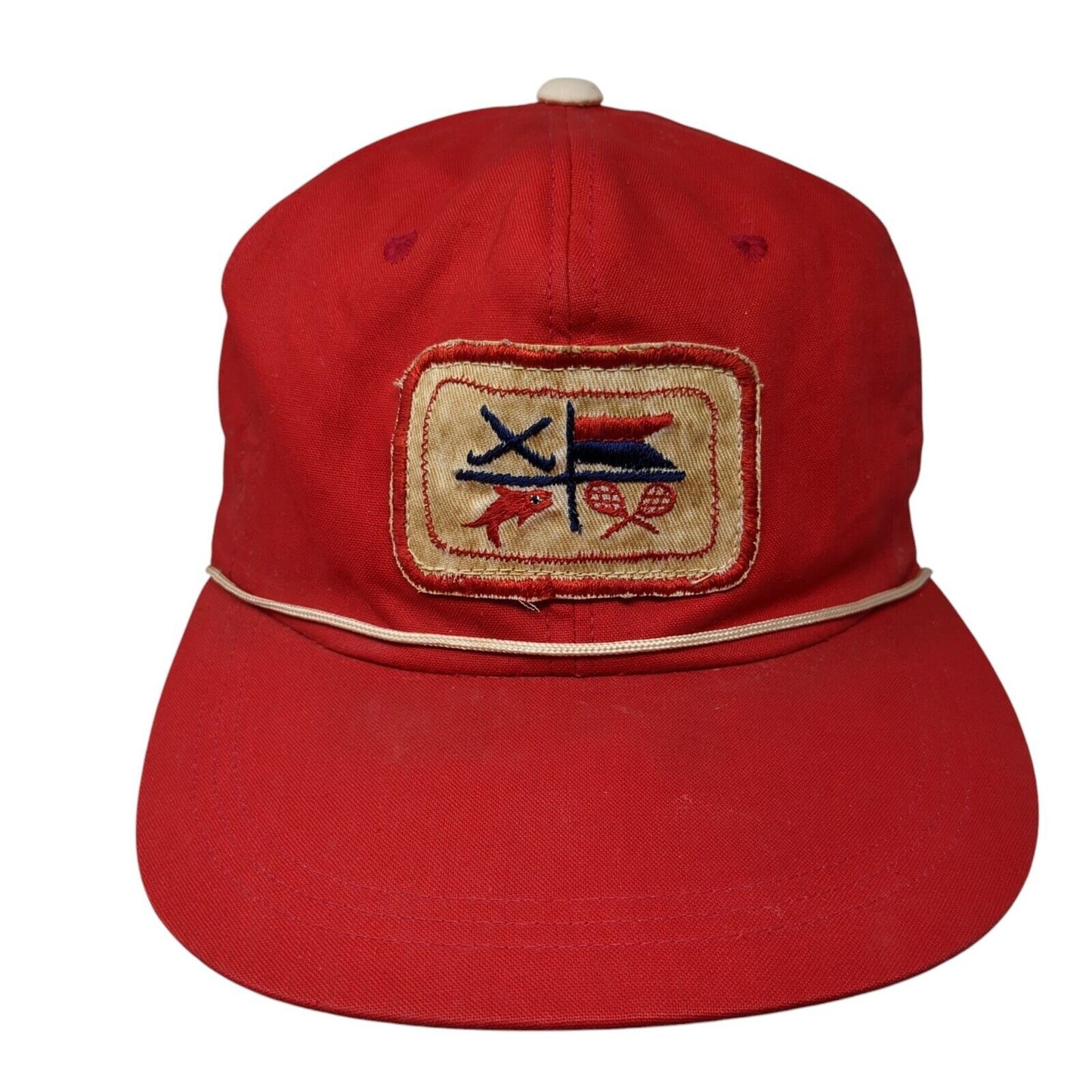 Unbranded Snapback Rope Hat Red One Size Adjustable Solid Patch Outdoor