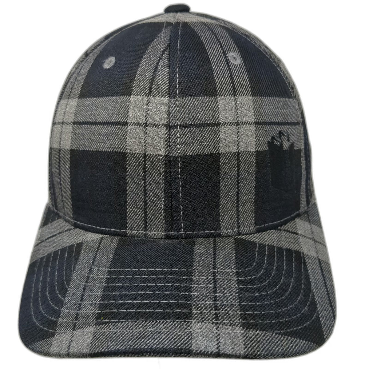 Flexfit Incase Baseball Cap Black Gray M Plaid Tartan Pattern Stretchy Hat