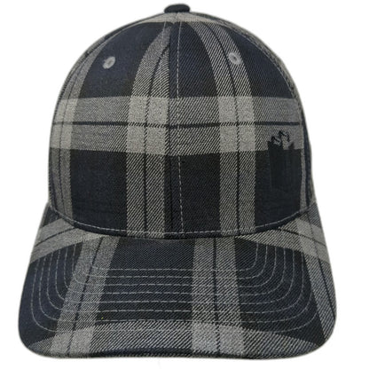 Flexfit Incase Baseball Cap Black Gray M Plaid Tartan Pattern Stretchy Hat