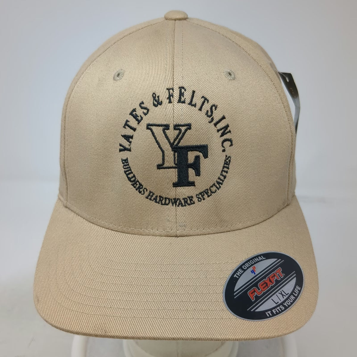 Port Authority Baseball Cap Beige XL Yates & Felts Builders Hardware Flexfit Hat