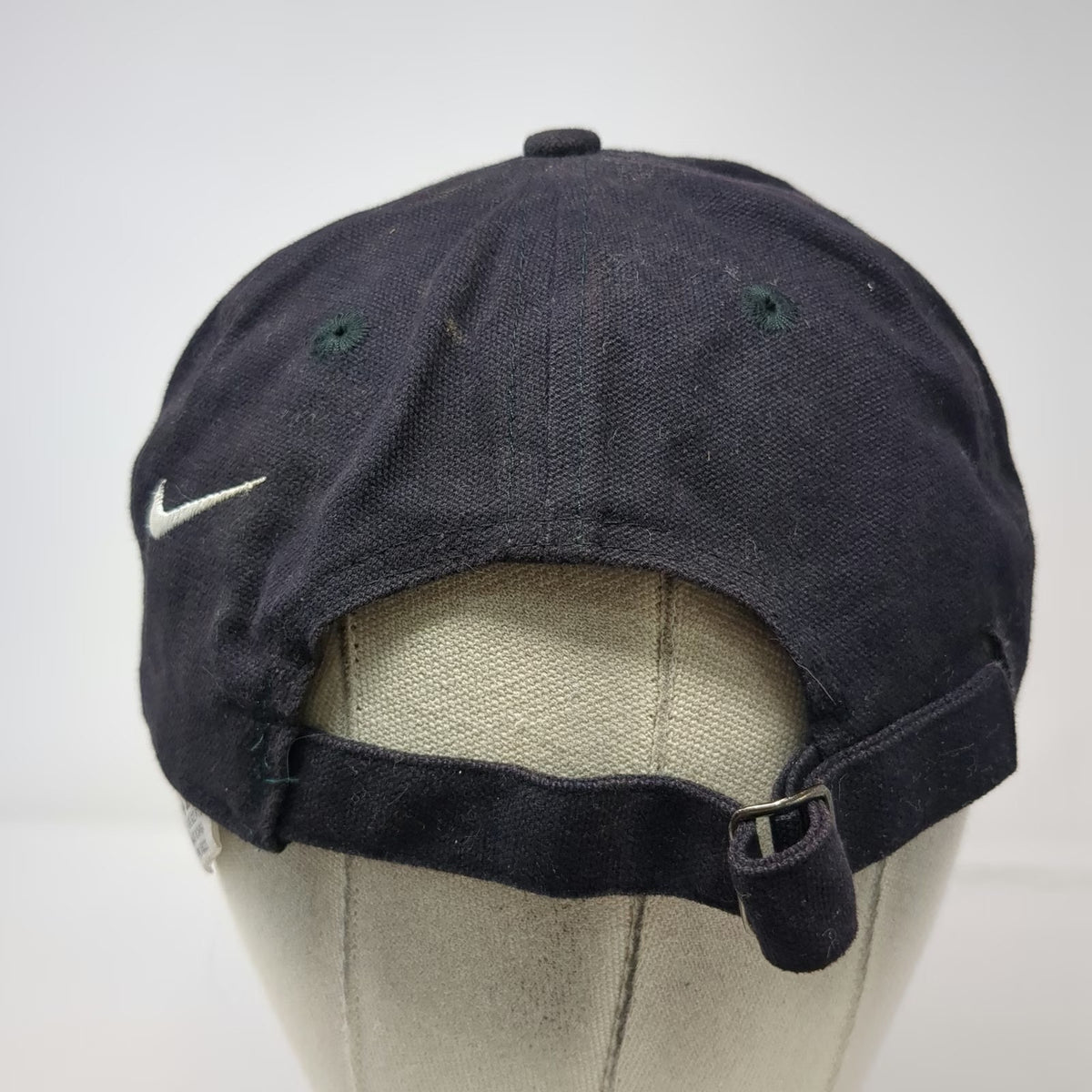Nike Baseball Cap Black Slideback Embroidered Swoosh Logo 6 Panel Hat Vintage