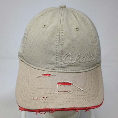 Cabela's Baseball Cap Beige Red S Noble Wear Strapback Hat Outdoor Hunting Logo