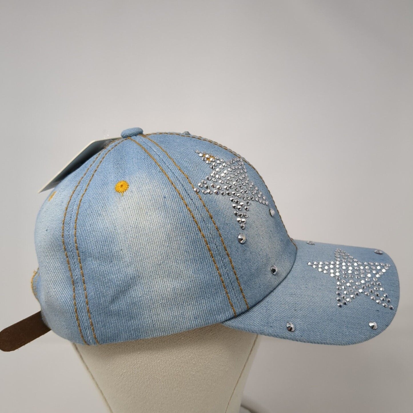 Bedazzled Star Slideback Hat Blue OS Adjustable Rhinestone W/Tags Von Boyage