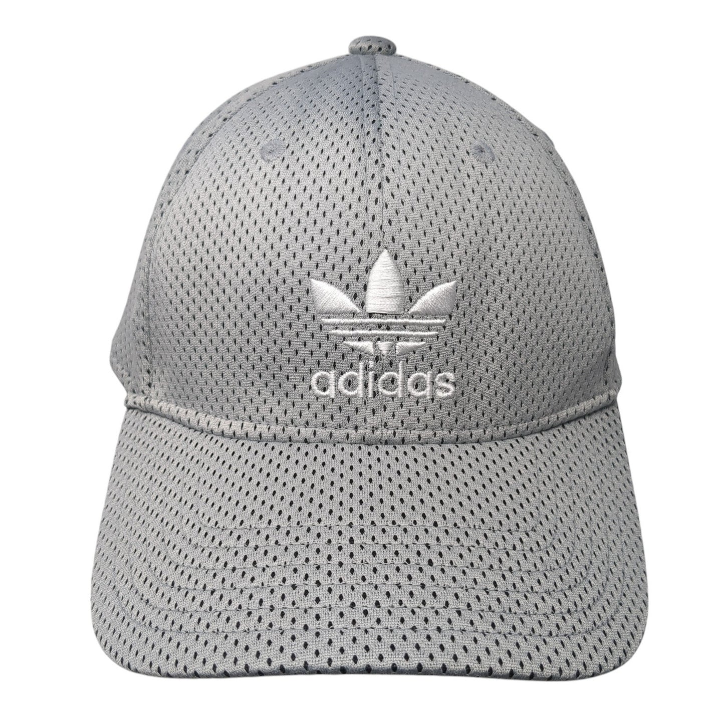 Adidas Trefoil Fitted Hat Gray One Size Embroidered Logo Stretch Outdoor