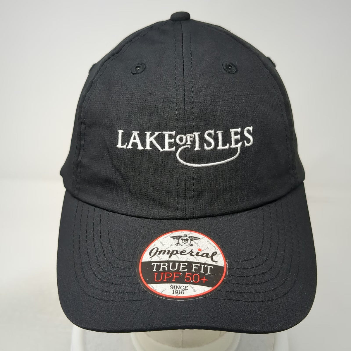 Imperial Baseball Cap Black One Size Lake of Isles Golf UPF 50+ Performance Hat