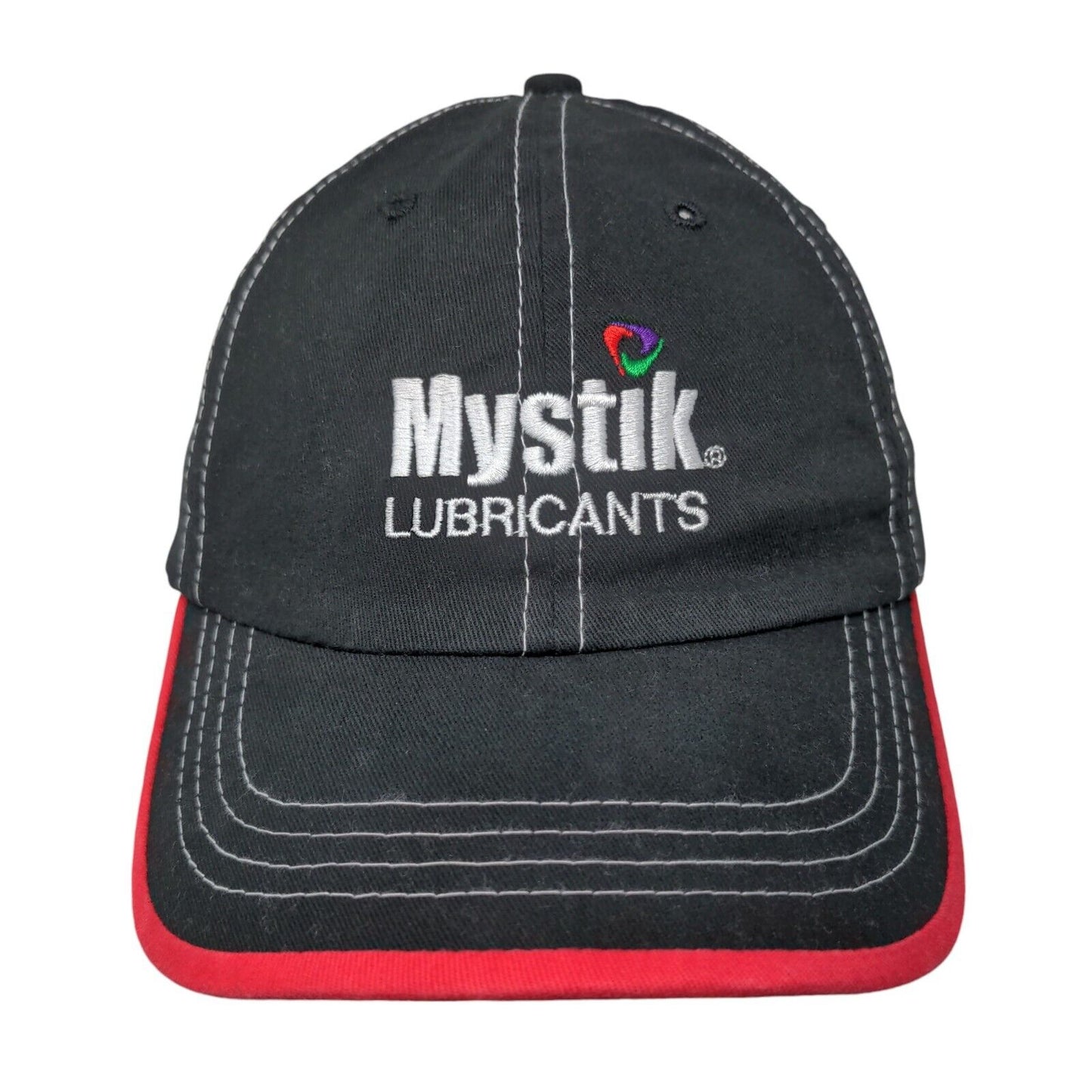 Mystik Lubricants Strapback Hat Black One Size Embroidered Adjustable