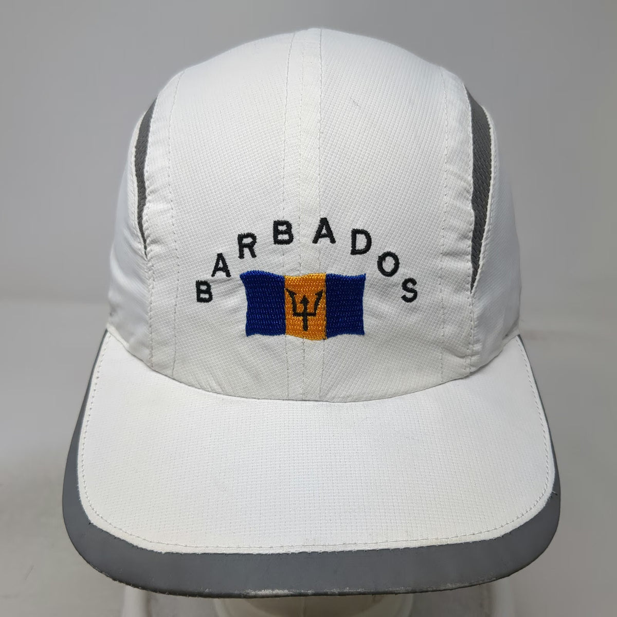Baseball Cap White One Size Barbados Flag Performance Mesh Strapback Hat Trident