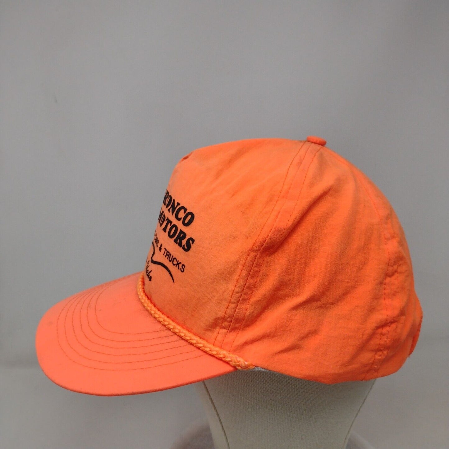 Bronco Motors Boise Idaho Strapback Hat Orange OSFA Adjustable Rope Otto