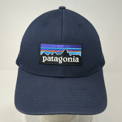 Patagonia P-6 Logo Snapback Trucker Hat Blue One Size Solid Mesh Back