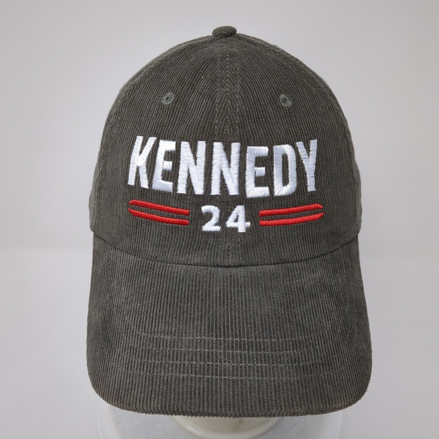 Kennedy 24 Slideback Hat Gray OSFA Adjustable Embroidered Corduroy Cotton