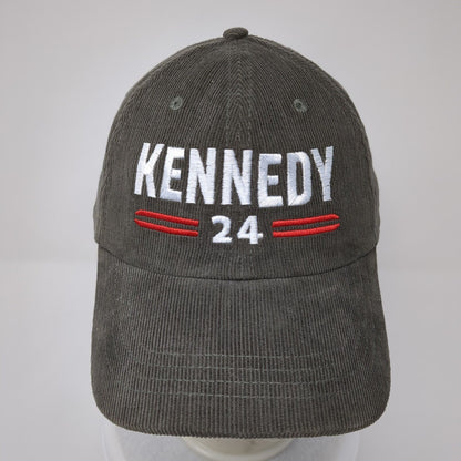 Kennedy 24 Slideback Hat Gray OSFA Adjustable Embroidered Corduroy Cotton