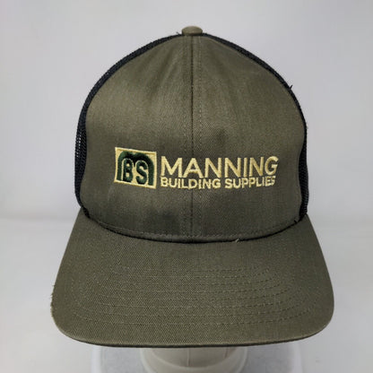 Manning Building Supplies Snapback Trucker Hat Brown OS Mesh Back Cap America
