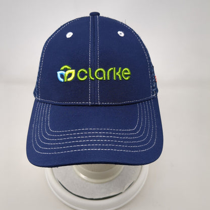 Clarke Strapback Trucker Hat Blue OSFA Adjustable 6 Panel Patriotic Mesh Back