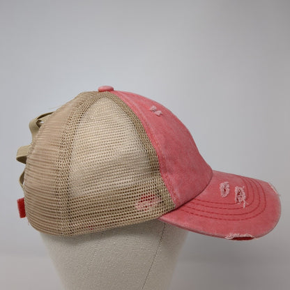 C.C Exclusives Strapback Trucker Hat Multi One Size Ponytail Distressed